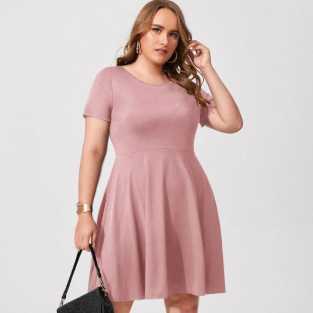 SHEIN Plus Solid Tie Back Dress